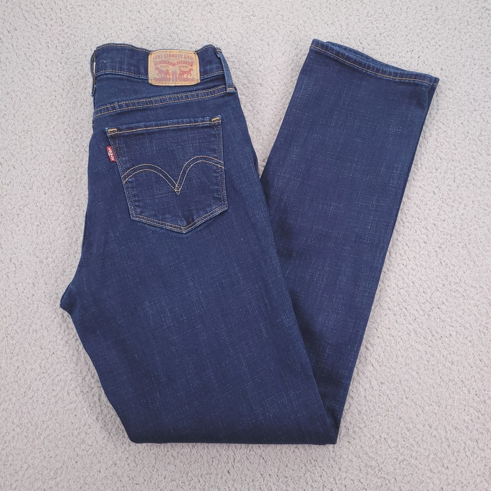 LEVIS Jeans Size 6 Classic Straight Mid Rise Dark Wash Stretch Denim 28x29